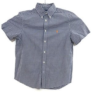 Ralph Lauren Shirt Youth Large Blue White Gingham Short Sleeve Button Down Pony